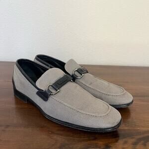 Salvatore Ferragamo Mens BERTO Loafers Silver Gancini Horse Bit Shoes Sz 9